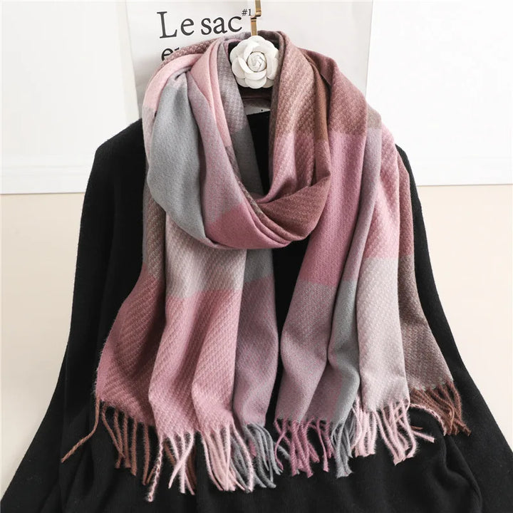 Stylish Checked Women's Scarf - Liora-Pink-Nora Luxe