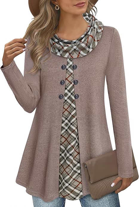 Stylish Color Block Pullover Sweatshirt for Ladies - Bella-Light Brown-S-Nora Luxe