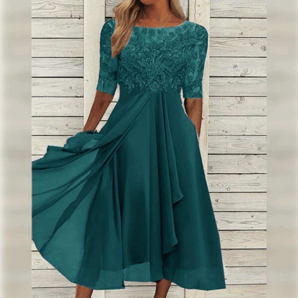 Stylish Comfortable Dress - Olivia-Turquoise-S-Nora Luxe