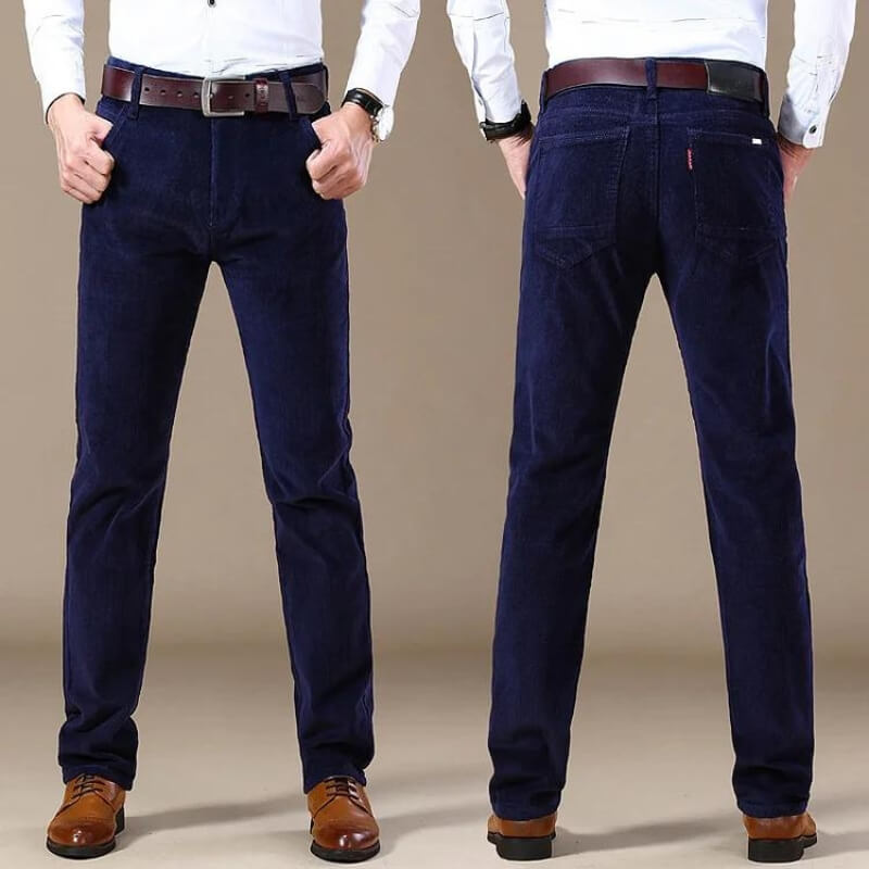 Stylish Corduroy Men's Trousers - Kenny-Khaki-28-Nora Luxe