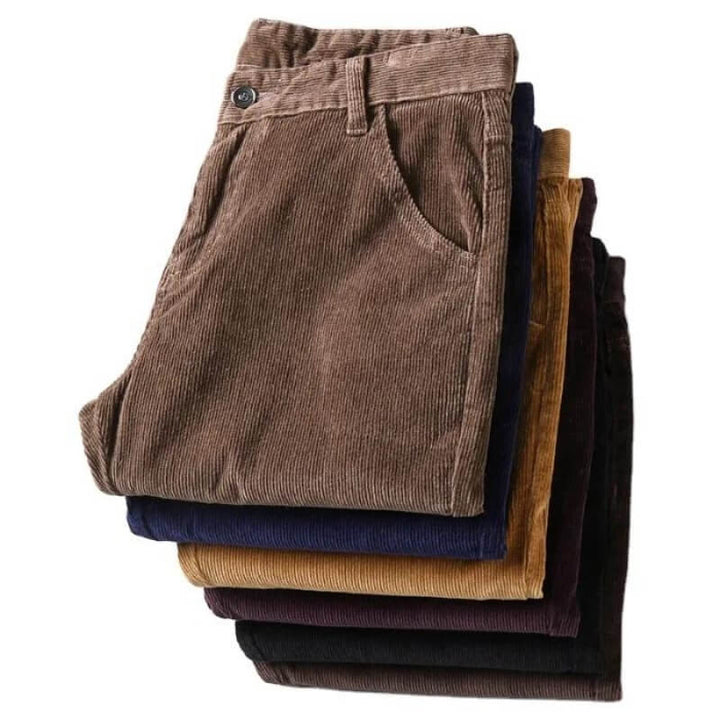 Stylish Corduroy Men's Trousers - Kenny-Khaki-28-Nora Luxe