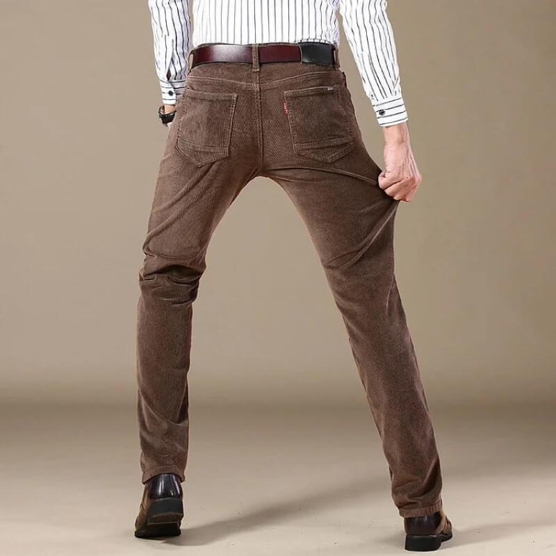 Stylish Corduroy Men's Trousers - Kenny-Khaki-28-Nora Luxe