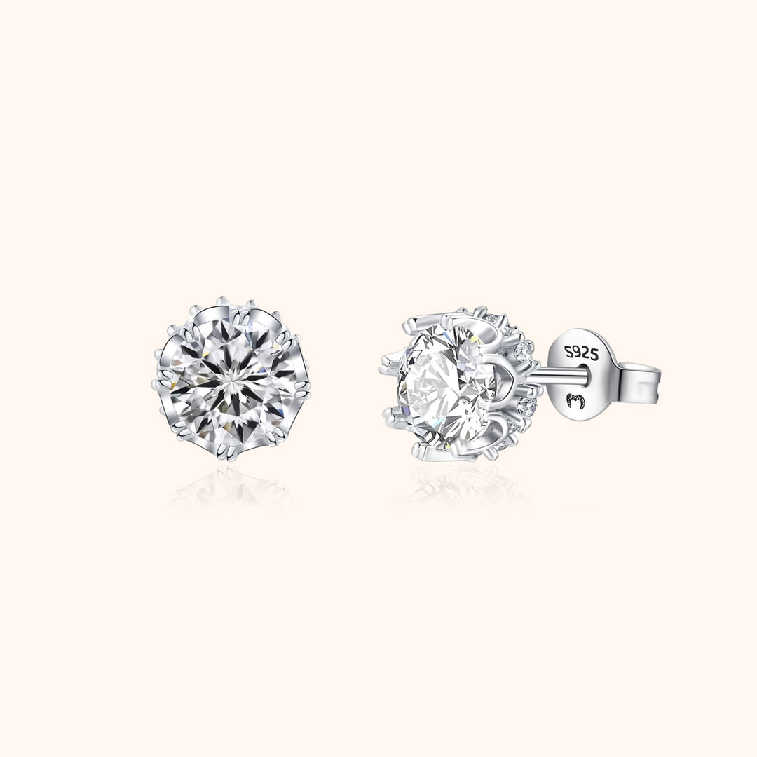 Stylish Crown Earrings - Elina-Silver-Nora Luxe