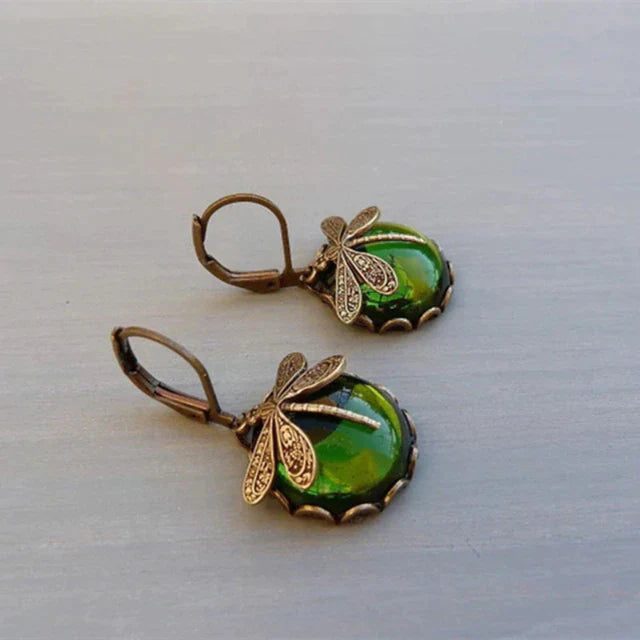 Stylish Crystal Antique Gold Earrings - Amarae-Light green-Nora Luxe