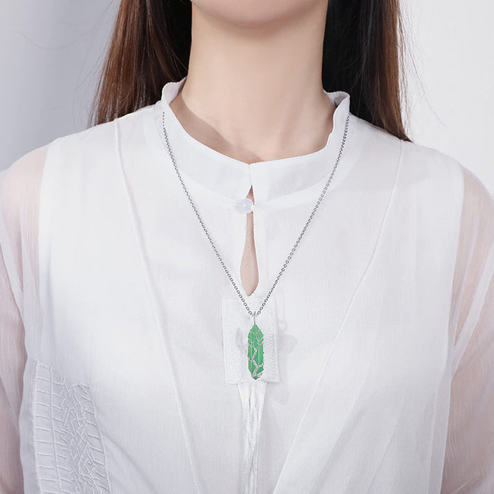 Stylish Crystal with Tree of Life Gemstone Necklace - Elara-Green Aventurine-Nora Luxe