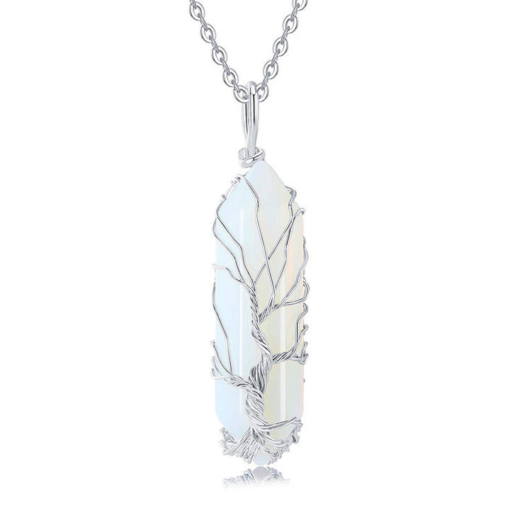 Stylish Crystal with Tree of Life Gemstone Necklace - Elara-Opal-Nora Luxe