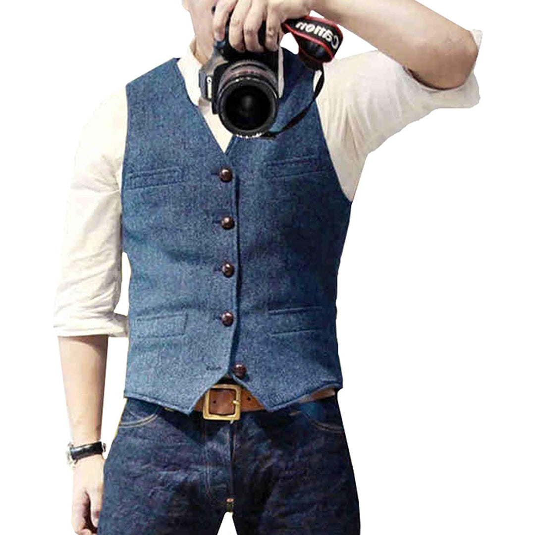 Stylish Denim Gilet for Men - Mason-Heavenly blue-XS-Nora Luxe