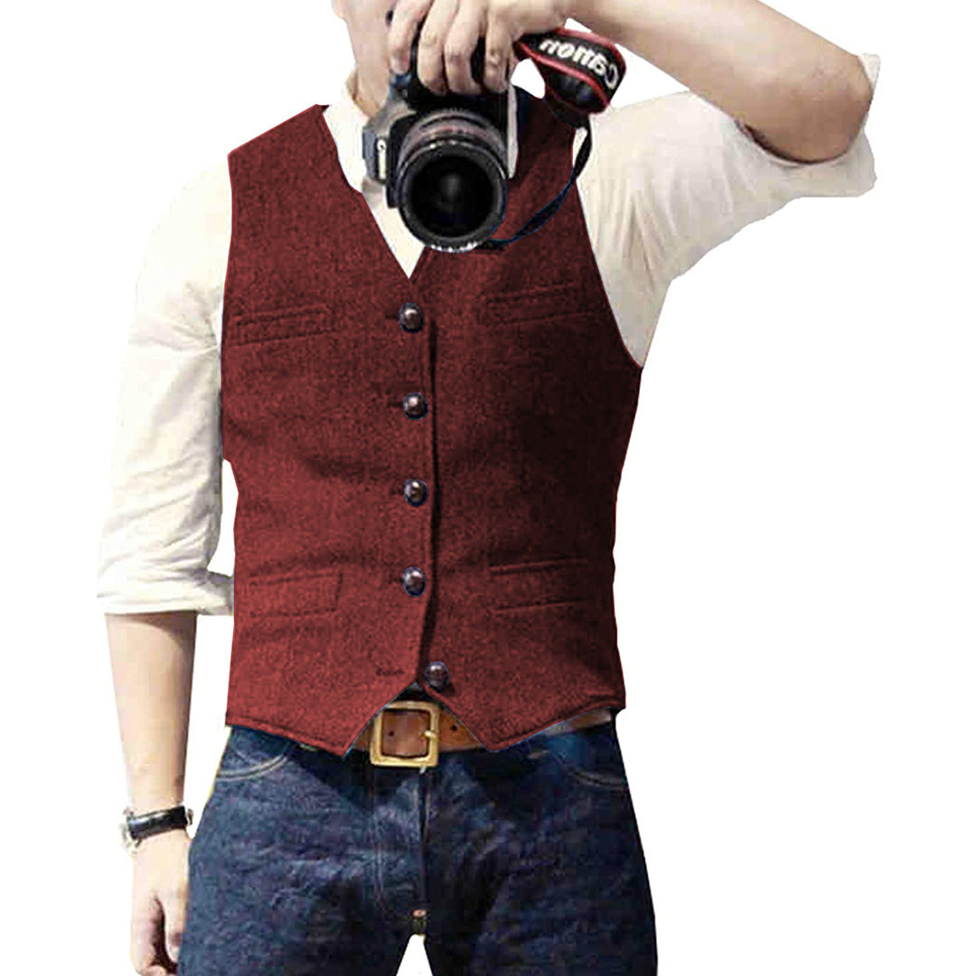 Stylish Denim Gilet for Men - Mason-Red-XS-Nora Luxe
