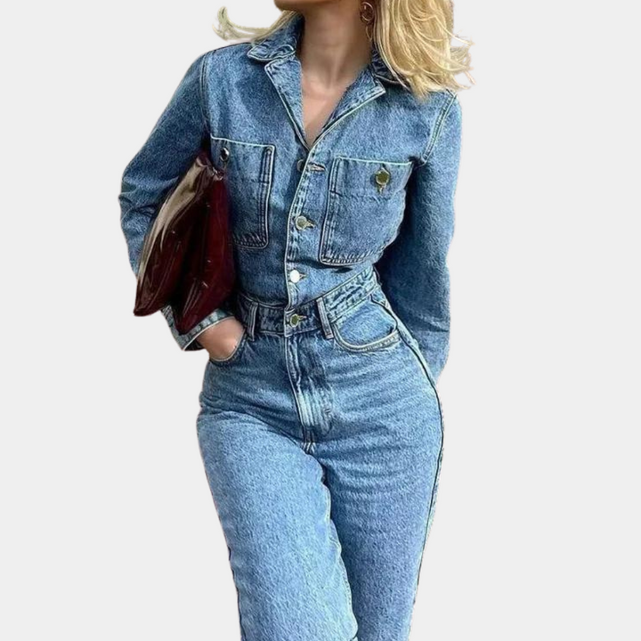 Stylish Denim Jumpsuit - Lyra-Blue-XS-Nora Luxe