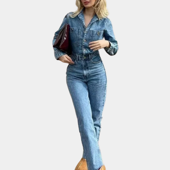 Stylish Denim Jumpsuit - Lyra-Blue-XS-Nora Luxe