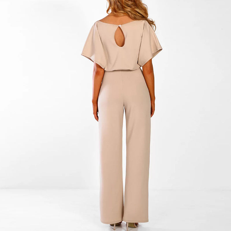 Stylish Designer Jumpsuit - AuraElegance-Beige-S-Nora Luxe