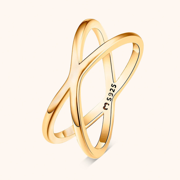 Stylish Double Cross Ring - Calindra-Gold-5-Nora Luxe