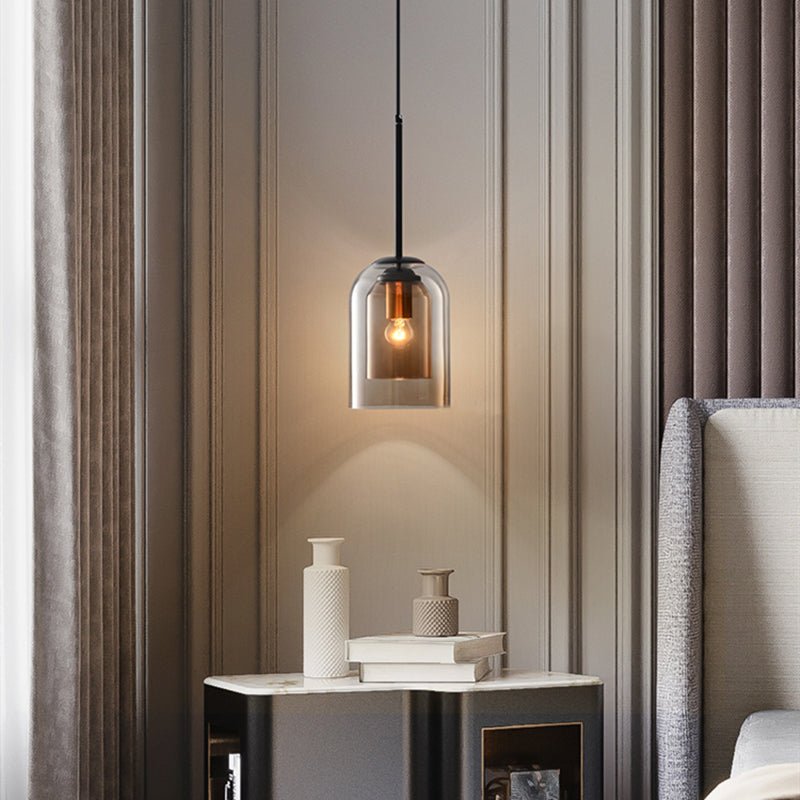 Stylish Double Glass Pendant Lamp - AuraGlas-Smoke grey-Nora Luxe
