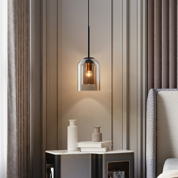Stylish Double Glass Pendant Lamp - AuraGlas-Smoke grey-Nora Luxe