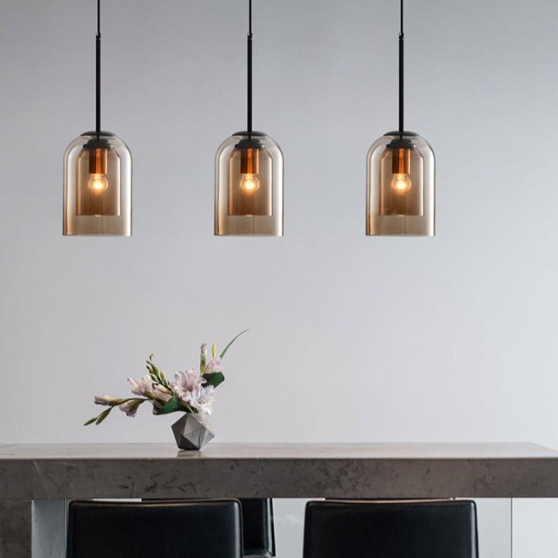 Stylish Double Glass Pendant Lamp - AuraGlas-Smoke grey-Nora Luxe