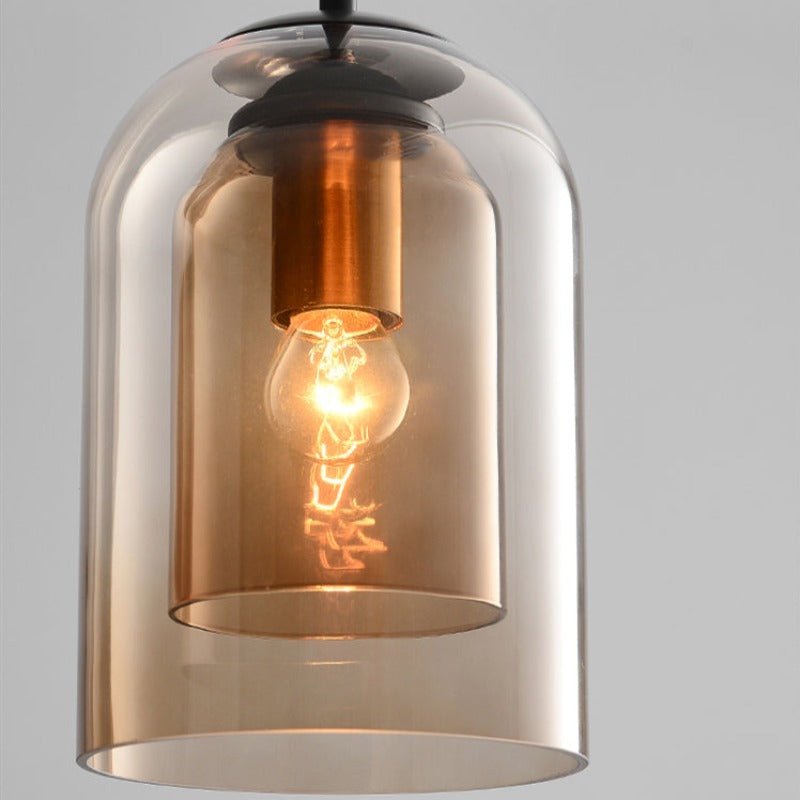 Stylish Double Glass Pendant Lamp - AuraGlas-Smoke grey-Nora Luxe