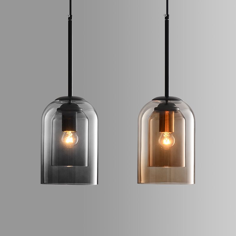Stylish Double Glass Pendant Lamp - AuraGlas-Smoke grey-Nora Luxe