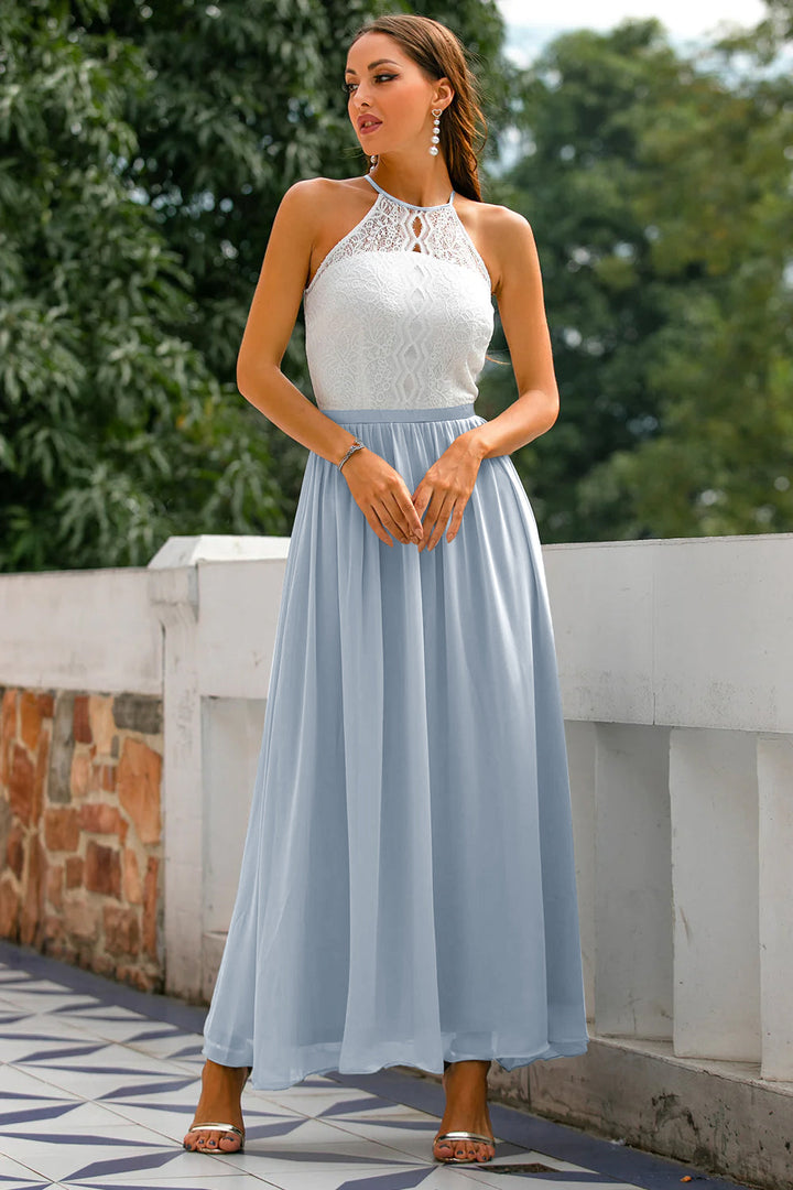 Stylish Dress for Wedding Guests with Open Back - Isabella-Dusty blue-XS-Nora Luxe