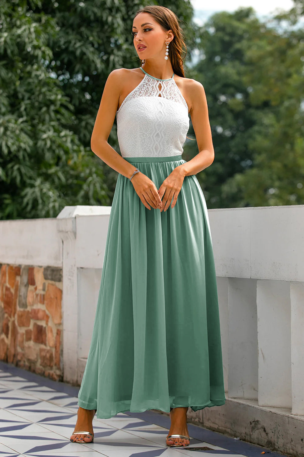 Stylish Dress for Wedding Guests with Open Back - Isabella-Eucalyptus-XS-Nora Luxe