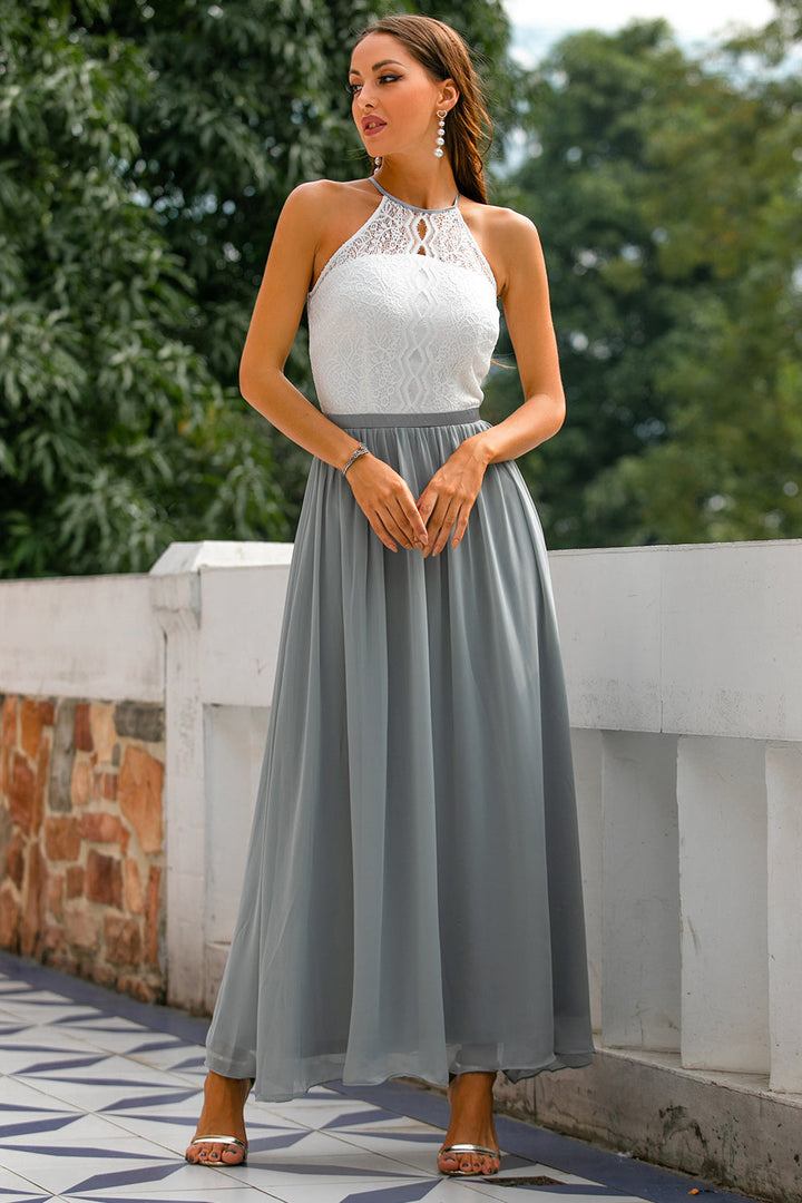 Stylish Dress for Wedding Guests with Open Back - Isabella-Light grey-XS-Nora Luxe