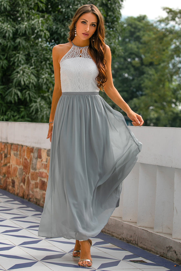 Stylish Dress for Wedding Guests with Open Back - Isabella-Light grey-XS-Nora Luxe