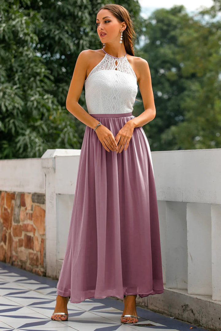 Stylish Dress for Wedding Guests with Open Back - Isabella-Vintage Mauve-XS-Nora Luxe