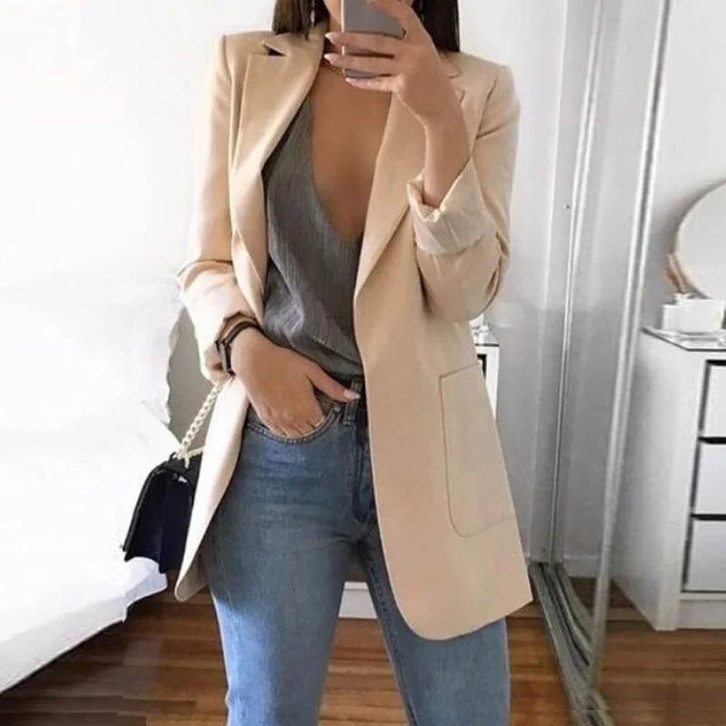 Stylish Elegant Streetwear Blazer - Serena-Apricot-S-Nora Luxe