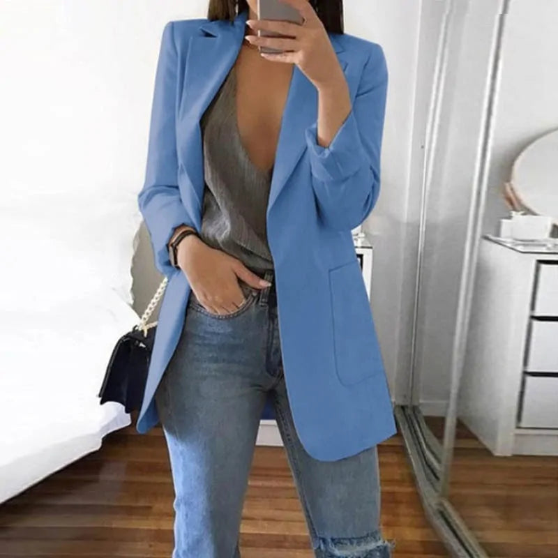 Stylish Elegant Streetwear Blazer - Serena-Blue-S-Nora Luxe