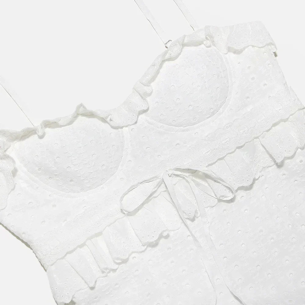 Stylish Embroidered Camisole Maxi Dress in White - Alina-XS-Nora Luxe