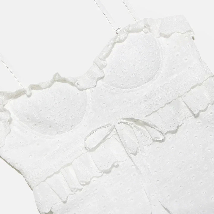 Stylish Embroidered Camisole Maxi Dress in White - Alina-XS-Nora Luxe