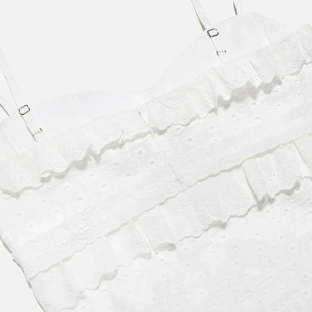 Stylish Embroidered Camisole Maxi Dress in White - Alina-XS-Nora Luxe