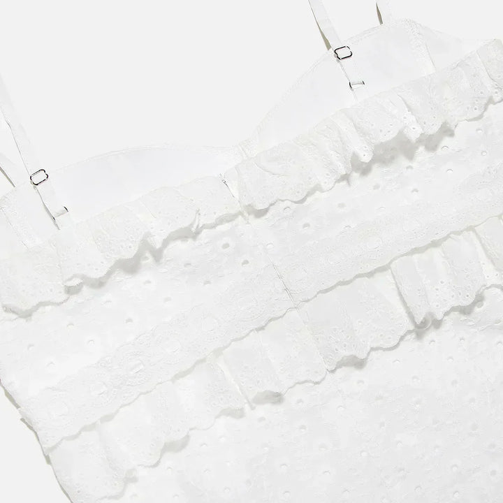 Stylish Embroidered Camisole Maxi Dress in White - Alina-XS-Nora Luxe