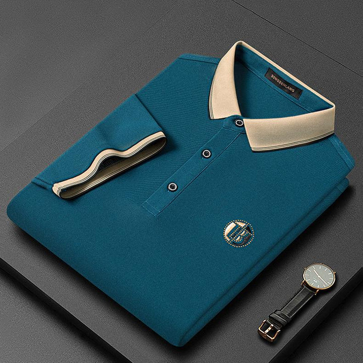 Stylish Embroidered Polo Shirt - Oliver-Blue-S-Nora Luxe