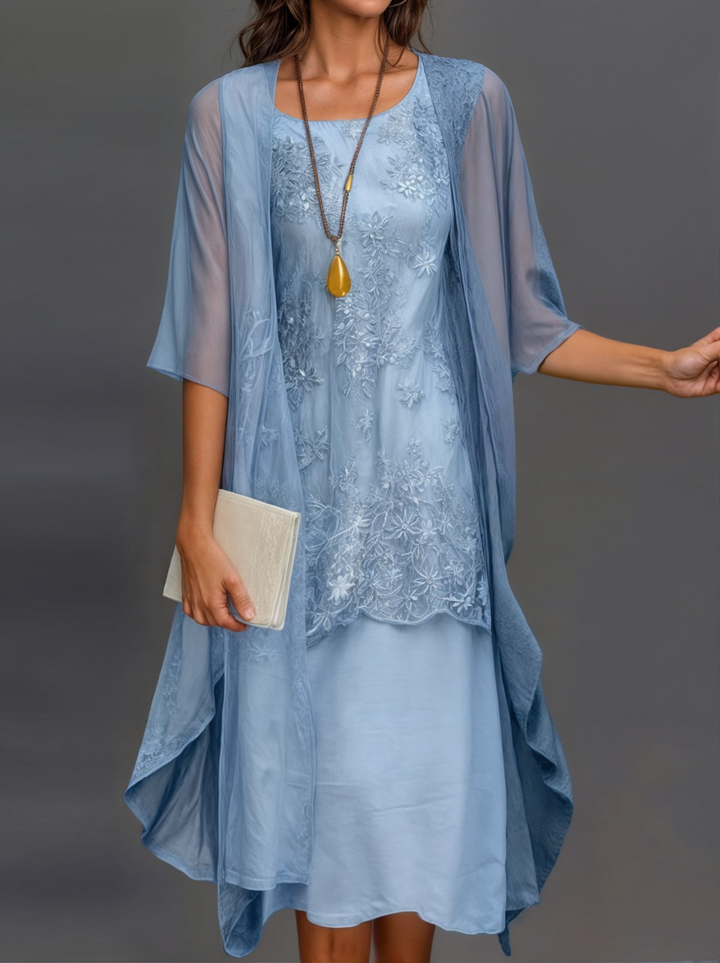 Stylish Floral A-Line Dress with Waistcoat for Women – Miray-Bellflower-M-Nora Luxe