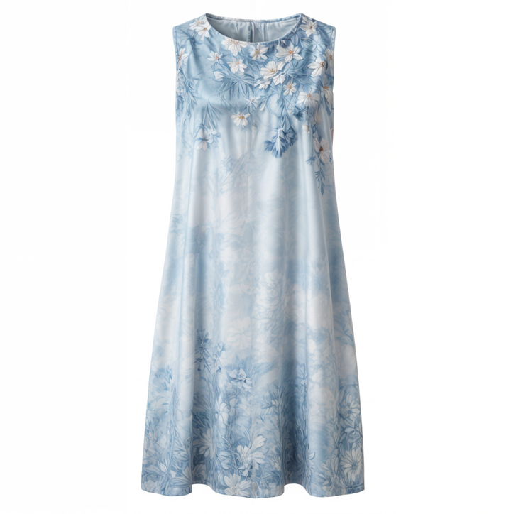 Stylish Floral A-Line Dress with Waistcoat for Women – Miray-Blue Star-M-Nora Luxe