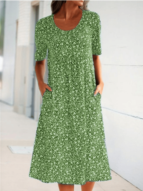 Stylish Floral Print Dress - Eva | The Perfect Light Summer Dress!-Green-S-Nora Luxe
