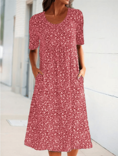 Stylish Floral Print Dress - Eva | The Perfect Light Summer Dress!-Red-S-Nora Luxe