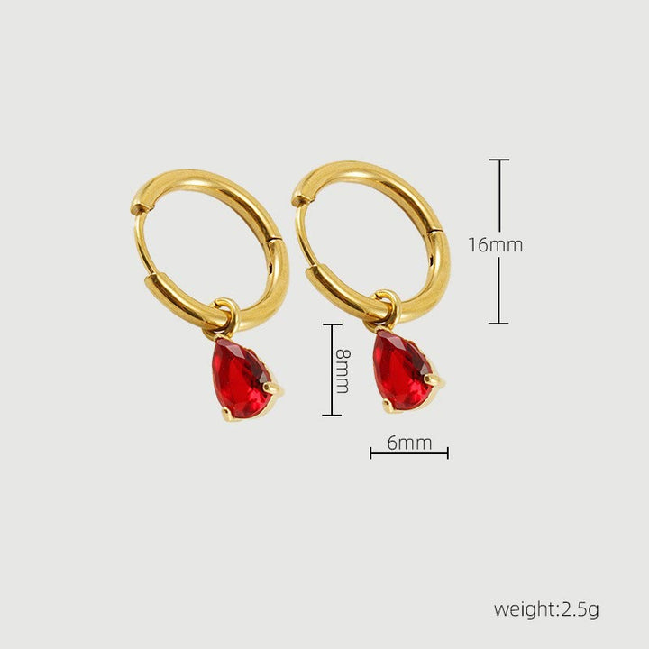 Stylish Garnet Birthstone Jewelry Set - Liora-Earrings-Nora Luxe