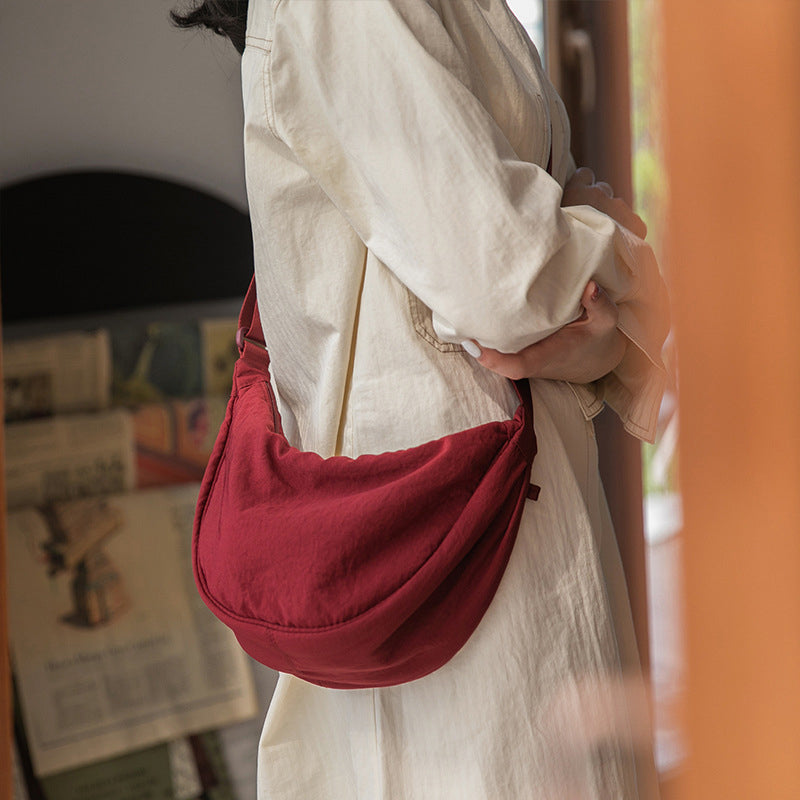 Stylish Half Moon Crossbody Bag - Luna-Red-Nora Luxe