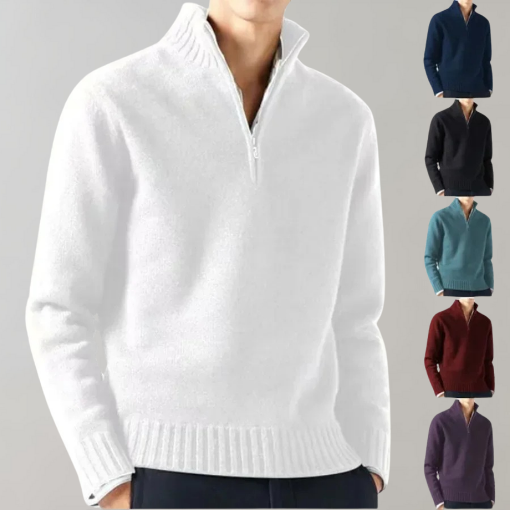 Stylish Half-Zip Men's Sweater - Ethan-Black-S-Nora Luxe