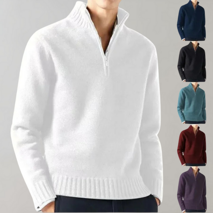 Stylish Half-Zip Men's Sweater - Ethan-Black-S-Nora Luxe