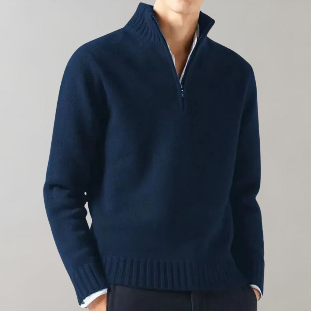 Stylish Half-Zip Men's Sweater - Ethan-Marine Blue-S-Nora Luxe