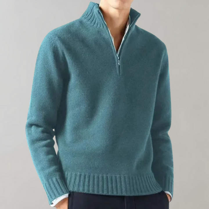 Stylish Half-Zip Men's Sweater - Ethan-More Blue-S-Nora Luxe