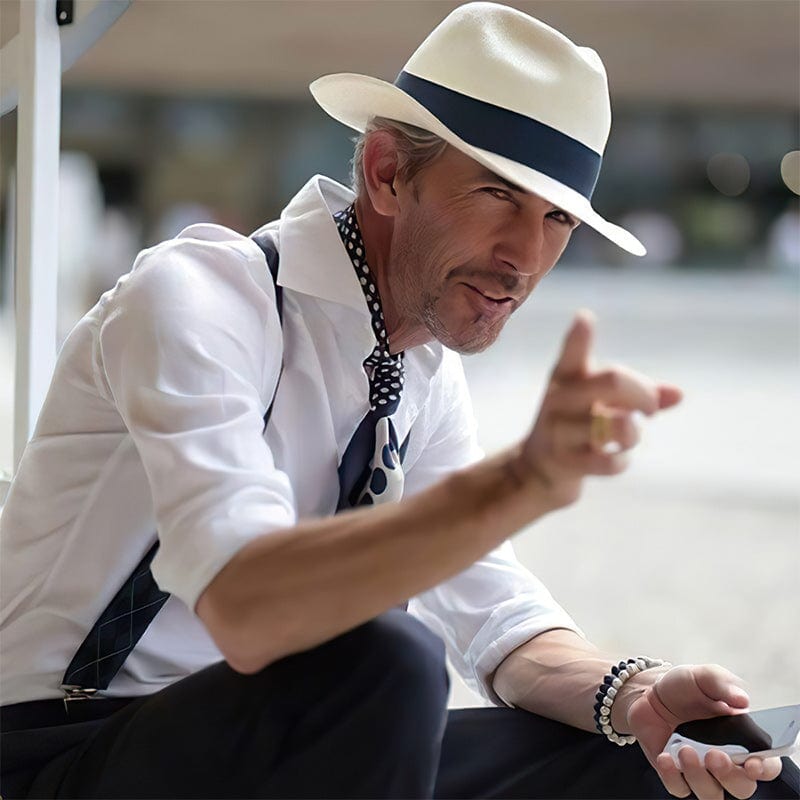 Stylish Handmade Panama Hat - Benito-White-Nora Luxe