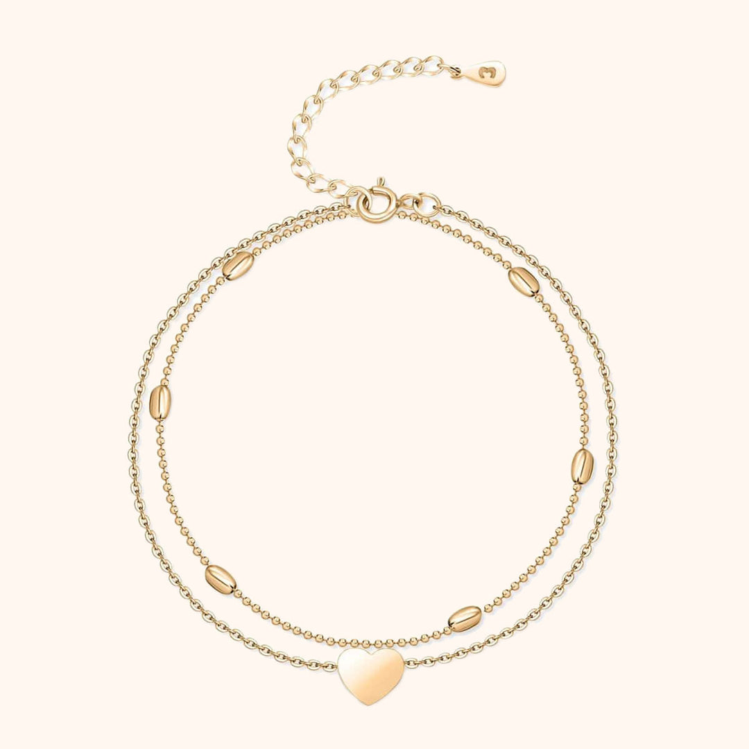 Stylish Heart Anklet - Fiora-Gold-Nora Luxe