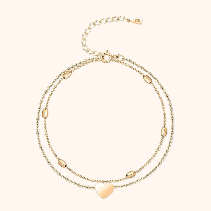 Stylish Heart Anklet - Fiora-Gold-Nora Luxe