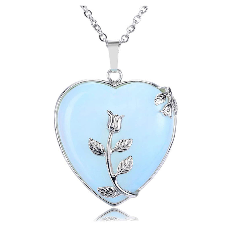 Stylish Heart-Shaped Rose Quartz Necklace - Amara-Opal-Nora Luxe