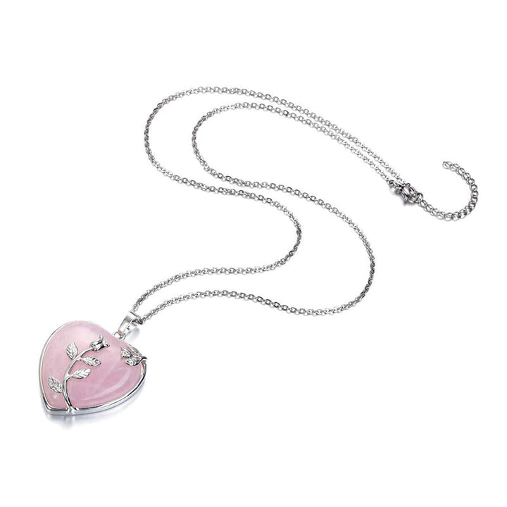 Stylish Heart-Shaped Rose Quartz Necklace - Amara-Rose quartz-Nora Luxe