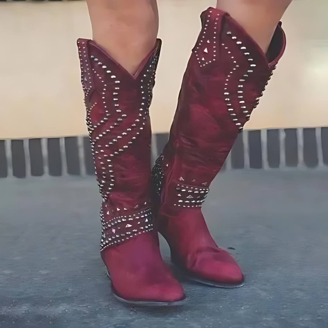 Stylish High Ladies' Boots - Elena-Bordeaux Red-3.0-Nora Luxe