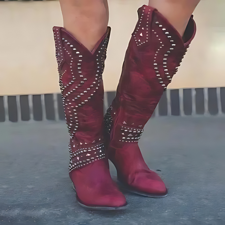 Stylish High Ladies' Boots - Elena-Bordeaux Red-3.0-Nora Luxe